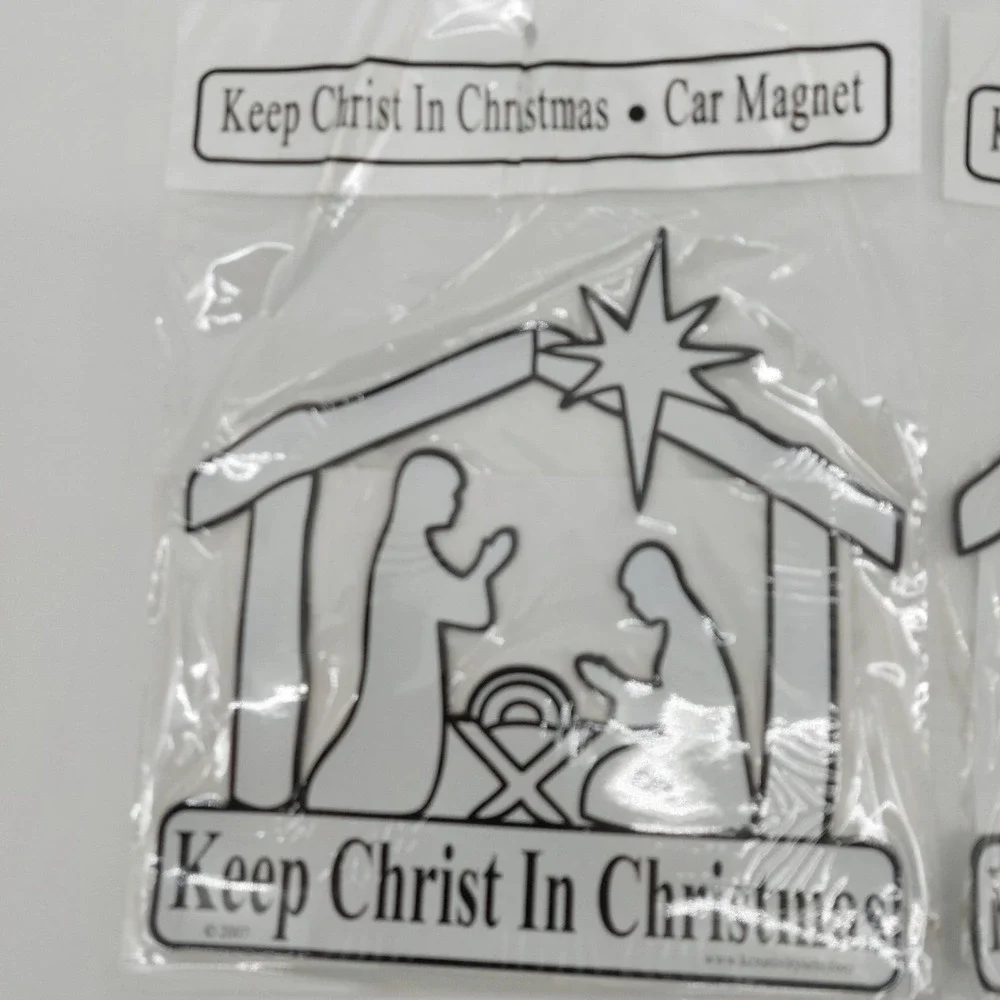 Lot of 2 Vehicle Magnet of Holy Family Keep Christ in Christmas